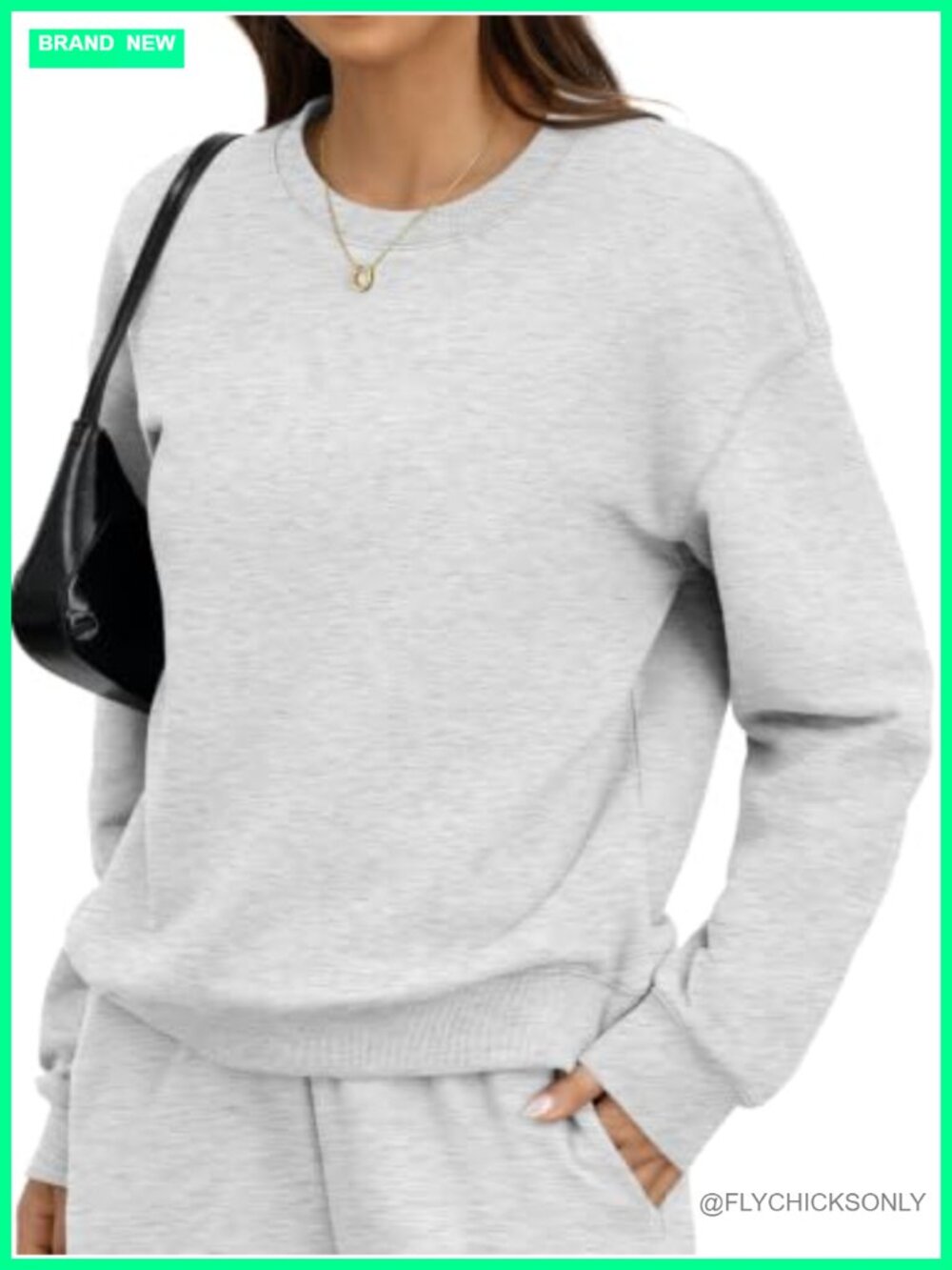 Womens Fleece Crewneck Sweatshirt Long Sleeve Pullover Cotton Blend